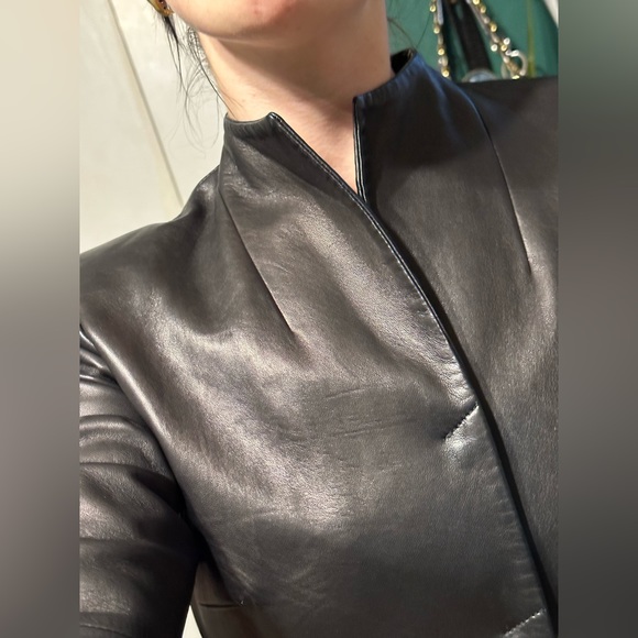 Excellent Condition Vintage 100% Lambskin Leather Long Jacket Trench Coat - Picture 6 of 16